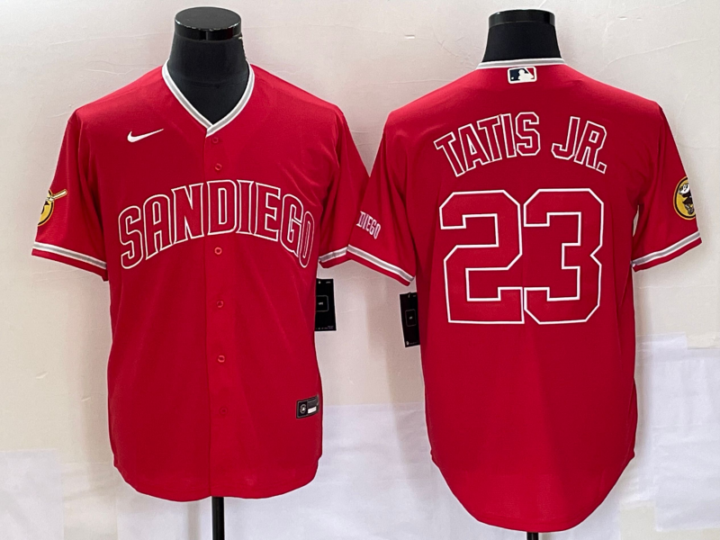 Men's San Diego Padres #23 Fernando Tatis Jr. Red Cool Base Stitched Baseball Jersey Men's San Diego Padres #23 Fernando Tatis Jr. Red Cool Base Stitched Baseball Jersey